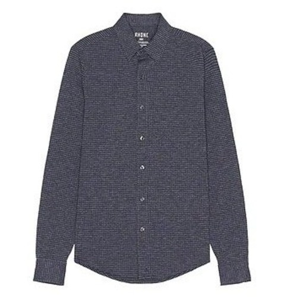 Rhone Commuter Slim Fit Shirt Mens XL Navy Gray Check Italian Performance Fabric